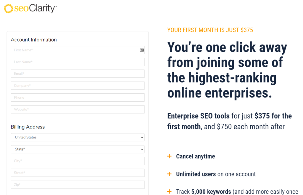 Sign Up Seo Clarity 