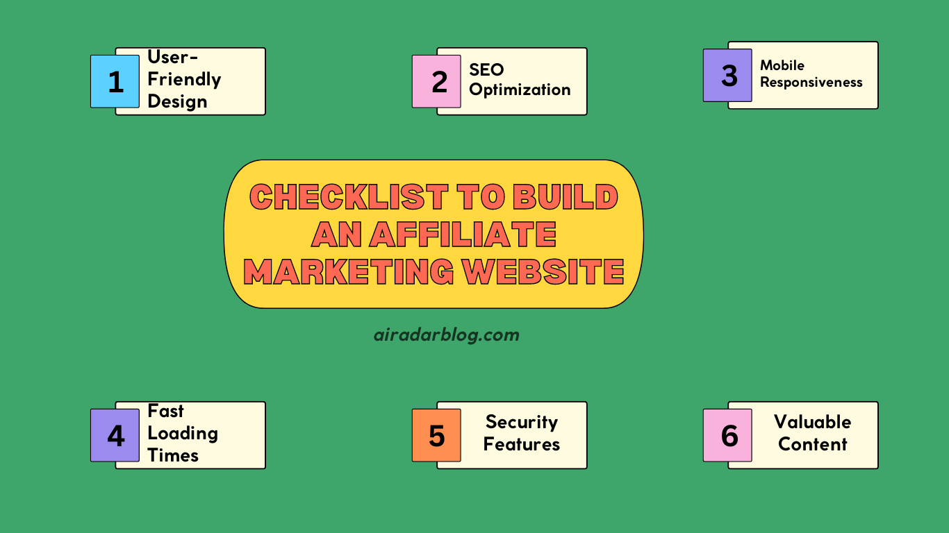 Checklist to build an affiliate marketing website